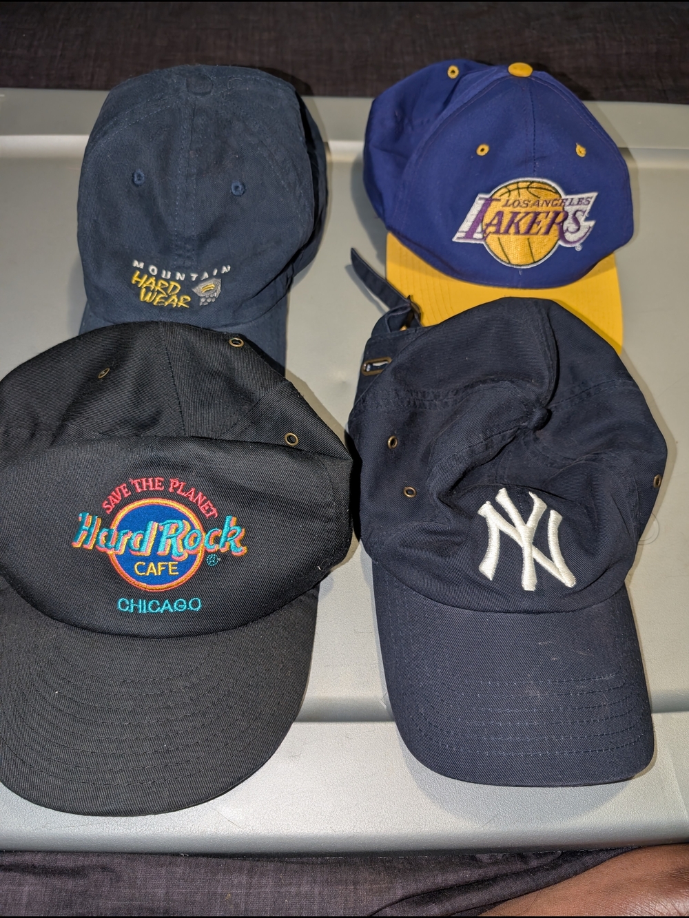 Lot Of Four Hats Hard Rock Chicago New York Hard Wear Lakers
